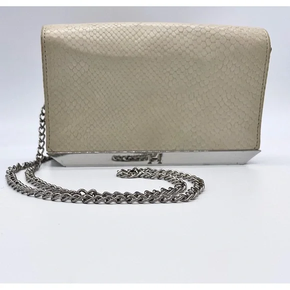 VINTAGE HALSTON Heritage Crossbody Bag Beige Snake Embossed Leather Hand… - Picture 3 of 16